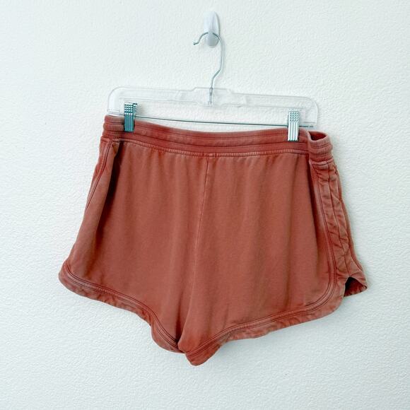 [Aerie] Burnt Orange Lived In Beach 100% Cotton Sweat Shorts Comfort Sz Large L - Picture 2 of 12